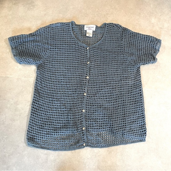 Vintage Cotton Ginny Crochet Top Cardigan. Short sleeve medium plus. 100% cotton - Picture 5 of 5